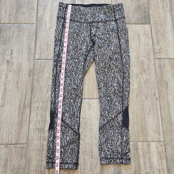 Lululemon Pace Rival Crop Leggings Women 4 Black White Pattern Running Training - Picture 5 of 11